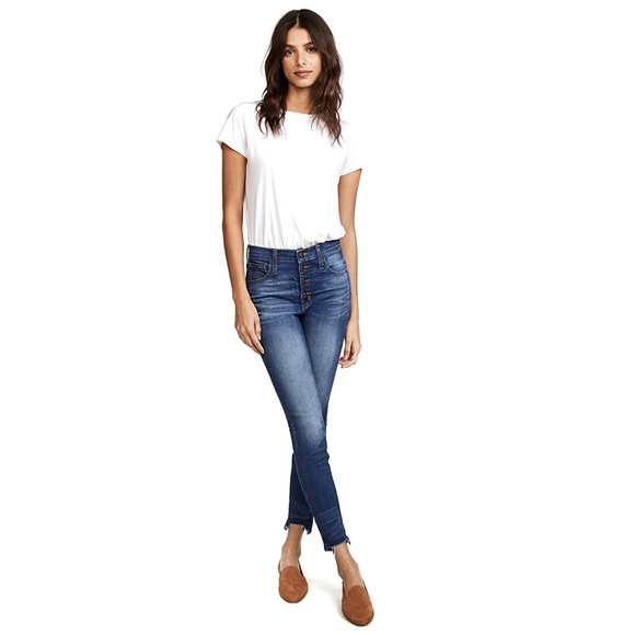 Madewell Denim - Madewell High Rise Skinny Jeans with Chewed Hem